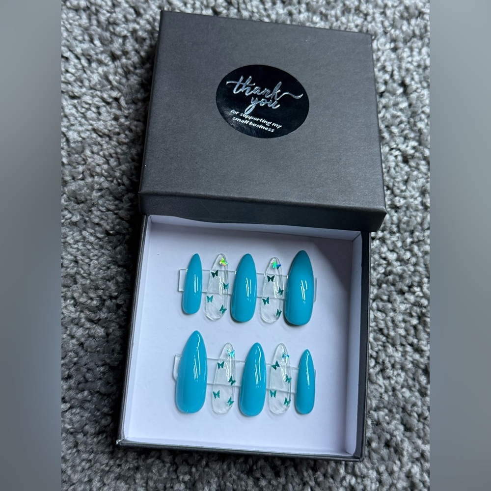 Blue Butterfly Press On Nails